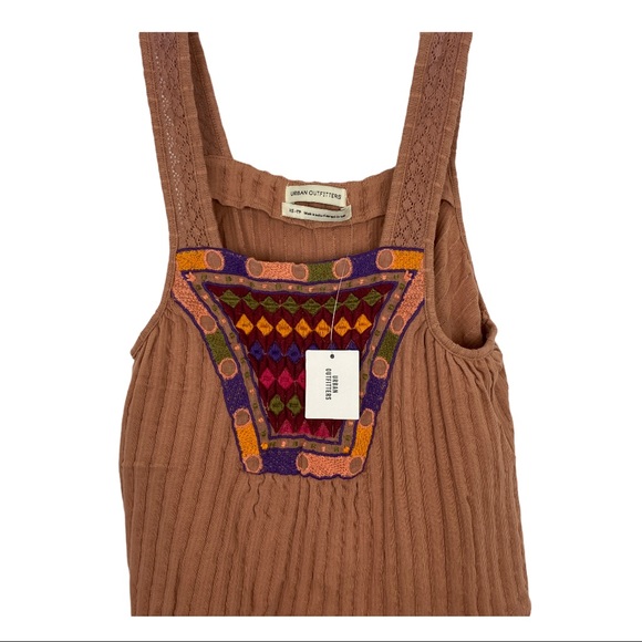 NWT Urban Outfitters Tank top Brown Embroidered XS - Picture 4 of 8